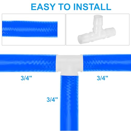 3/4" Plastic Tee Slang Barb Fitting, 10Stuks Gelijke T-vormige 3-Way Joint Splicer Mender Adapter Unie Intersectie Barbed Draad Split voor lucht water brandstof gas vloeistof pijp, Transparant 5