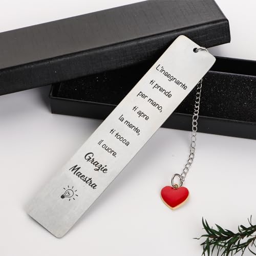 Cadeaus voor leraren, metalen bladwijzer met Italiaans gezegde, bladwijzer voor leraren en leraren 3