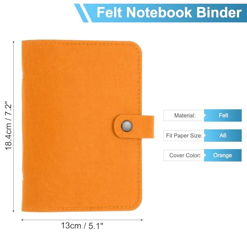 A6 Notebook Binder, 6 ringen Vilt los blad Navulbare ronde ring Binder met vulpapier Compartiment, Budget Binder dagboek Accessoires, Oranje