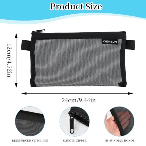 Set van 6 Kleine Transparante Pencil Case met Zipper Organizer Bag Zipper Pen zak Nylon Mesh Multifunctioneel Opslagorganizer