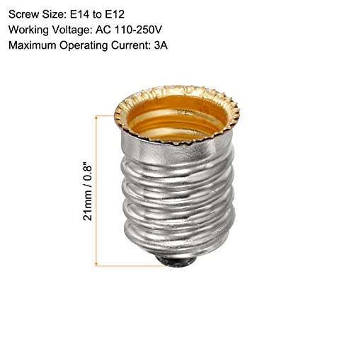 8-Pack E14 to E12 Adapter Converter Lamp Past Europees Pedestal (E14) aan Candelabscrew (E12) Reducer Light Bulb Fitting Zilver