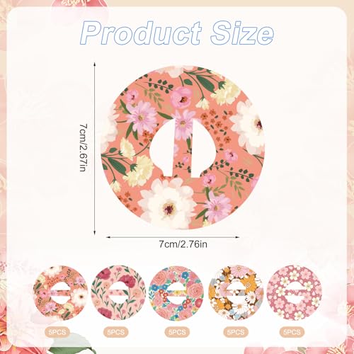 25 st. Zelfklevende patches voor Guardian, Sweat en Waterproof Sensor Stickers 3/4 ronde sensorcovers Ideaal voor Guardian (5 bloempatronen)