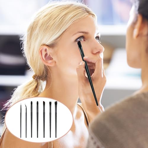7 stuks Eyeliner borstel Set, Professionele Fijne wenkbrauw Concealer Brush, Platte en fijne Angled Eyeliner Brush, Oblique wenkbrauwen, Eyeliner borstel Set, Cosmetisch, Cosmetisch 5