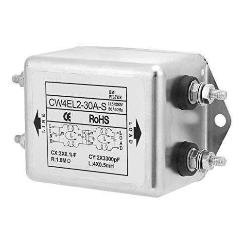 Mains Filter 230 V, CW4EL2-30A-S, Mains Filter Enkele Fase Filter, EMI Power Filter, 115 V / 250 V 30 A 50 / 60 Hz, Elektromagnetische Interferentie Filter