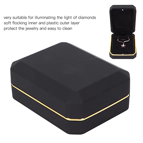 Luxe hanger doos met LED-licht, sieraden Organisator opslag geval houder ketting armband ringen Hanger Display opslag geval voor bruiloft voorstel Verloving Valentijnsdag Favors verjaardagen (zwart) 4