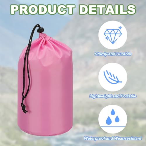 Stuff Sack, 7 x 13 Inch Waterdichte Outdoor Opbergzak Draagbaar Koordstof Valve Bag Lichtgewicht slaapzak voor Camping Wandelen Rugzak, Roze 3