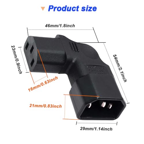 Voedingsadapter IEC C14 naar links/rechts hoek IEC 320 C14 stekker naar IEC 320 C13 stopcontact (2 stuks) 3