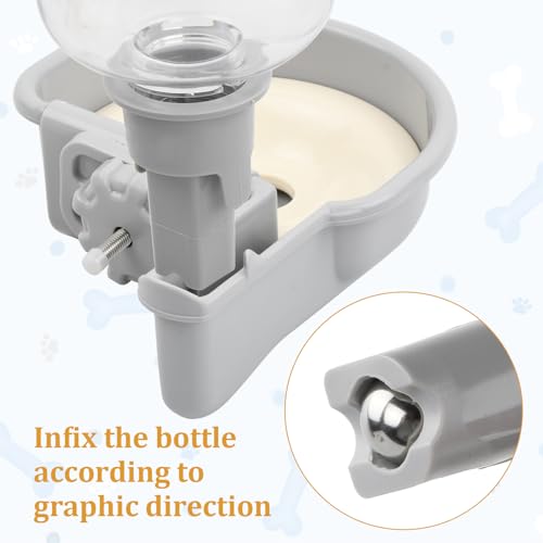 Hondenkooi Waterfles, Hondenwater Dispenser, 480ml Honden Drinkfles, Honden Drink Fontein, Automatische Water Bowl voor Kat Honden Konijn, Dier (Grijs) 3