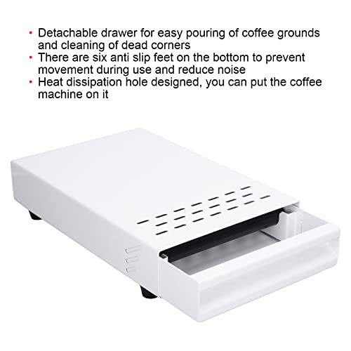 Koffiebeker Tray Roestvrij staal Rubber Koffiebloem Whisk Box, Resterend Poeder Emmer Tray, Verdikte Espresso Set Houder voor thuis, Cafe, Winkel, 7.1 x 11 x 2 Inch (Wit) 3