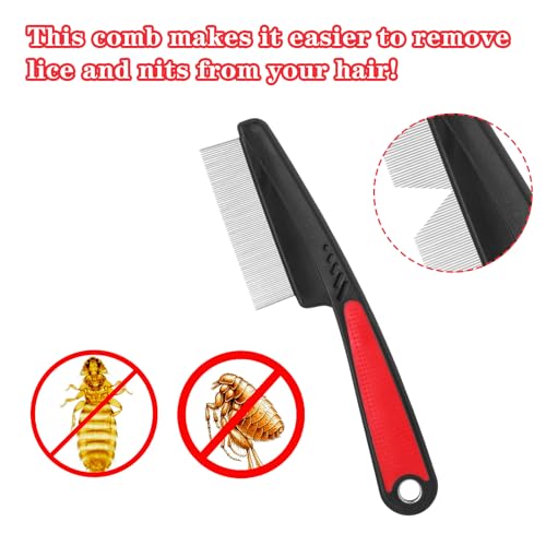 Verpakking van 2 Honden en Kat Comb, Flea en Dandruff, Lange Bristles, Roestvrij stalen borstel met brede en fijne tanden Grooming Tools 4