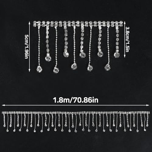 170cm Ketting Fringes Rhinestone voor kleding, Diamond Rhinestone Crystal Band, Bling Diamond Trim Tassel voor ambachten bruiloft decoratie DIY