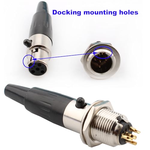 Set van 2 mini 4-pins XLR-connectoren, stekkers en stopcontacten, microfoonkabelplug, microfoon audioaansluiting, soldeeraansluiting, XLR-doorstroomaansluiting 4