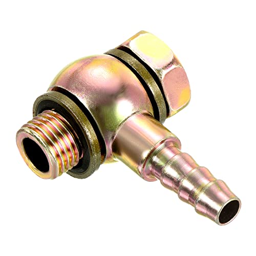 Slang Barb passen elleboog 8mm Barbed Wire M12x1.25 Man Wire, Carbon Steel Pipe Adapter Connector voor Air Water Fuel Oil, Goud