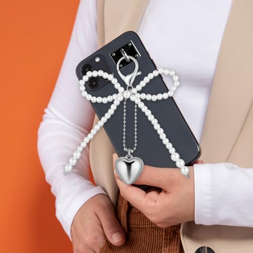 2 stuks Pearl Arch Y2K sleutelhanger voor vrouwen, tas hanger esthetische Y2K Bow sleutelhanger, zak hanger, schattige parelboog sleutelhanger voor portemonnee, wit 3