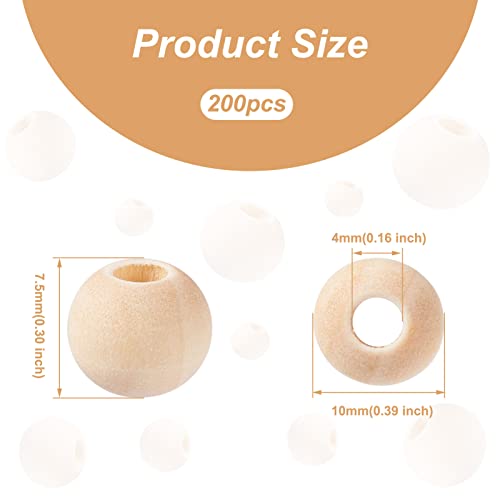Natuurlijke ronde houten kralen 10mm Gat Onafgewerkte houten bal Spacer Losse kralen met 4mm gat voor ambachten DIY Handgemaakte decoraties sieraden maken 3