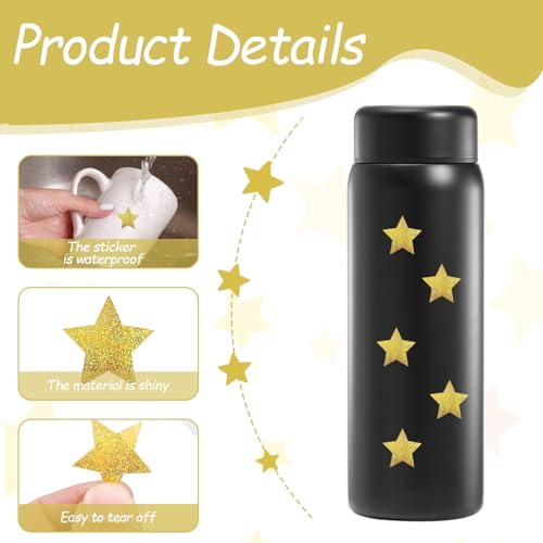 Pack van 500 Gold Star Stickers, Sparkling Stars, Stickers, Glitter Stickers, 2,5 cm, Self-Adhesive Decorative Star Stickers, voor gedragsdiagram, etiketten, educatieve benodigdheden (1 Roll, Gold) 5