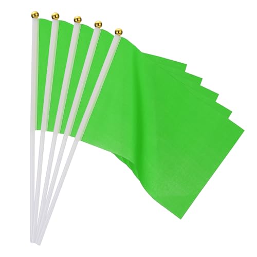 20 st. Groene Vlaggen Spel Solid Groene Vlaggen Kleine Mini Vlaggen op Stick Party Decoraties voor spel, Verjaardag, Carnaval