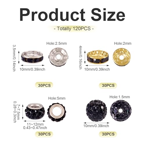 120 stuks klei-strass disco-kralen voor het maken van kristallen effenen disco bal kraal grootgat Europese Platte ronde kralen voor doe-het-zelf sieraden oorlogen ketting armband 5