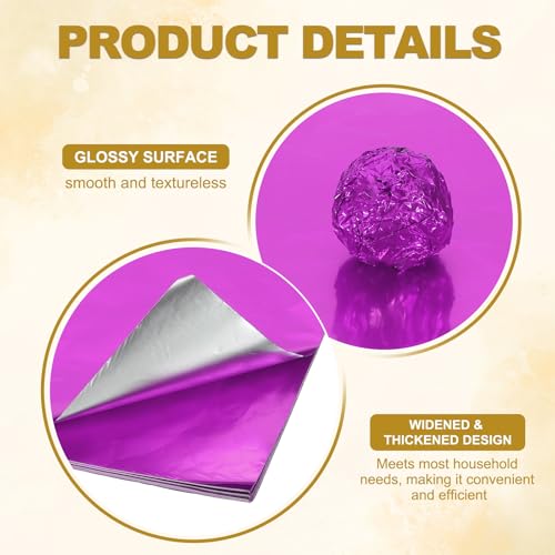 Foil Candy Wraps 15 x 5 inch, 100 Stuks Vierkant glanzend aluminium Foil Candy Wraping Paper voor DIY chocolade snoep verpakking decoratie, licht paars 3