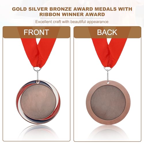Award medaille, 3e prijs medaille winnaar medaille met rode hals lint voor wedstrijden sportevenementen spelling bijen, 3 inch breed, brons 4