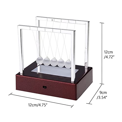 Newton Cradle Balance Balls Spel 5 Glass Ball Pendulum, Kleurrijke LED licht Pendulum ballen met basisbalans Fysica Pendulums, Stress verminderen speelgoed ornament, 12x9x12cm 4