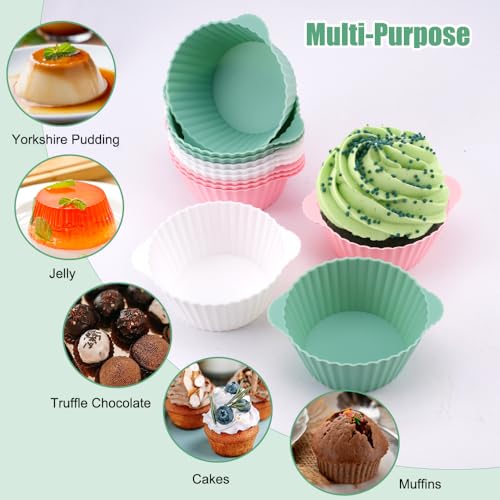 12 Herbruikbare Cupcake vormen, Siliconen Muffin vormen, Standaard Siliconen vormen voor Muffins, Siliconen Muffin vormen, Cupcake vormen voor Cake, Muffin Bakeware, voor Cake en Pudding 4