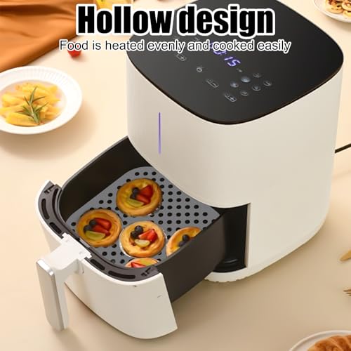 3 stuks Siliconen Air Fryer Pads, Air Fryer Liners Vierkante Siliconen Matten voor Air Fryer, Niet-Stick Coating Herbruikbare Siliconen Air Fryer Accessoires met Penselen voor Keuken 4