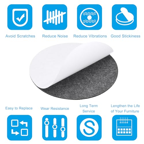 2,5 inch diameter Lampvoet Vilt, 10 st 2mm dikte ronde zachte lijm anti-slip anti-krab Terug Vilt voor Lamp Meubilair DIY Ambacht, donkergrijs 4