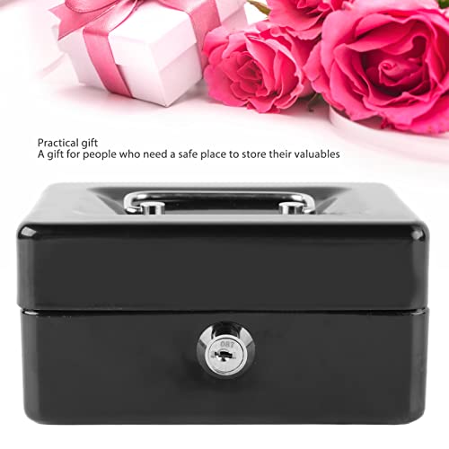 Metalen kluis, metalen kluis met slot, veilige draagbare kleine metalen doos met munten compartments 2 sleutelhouder voor persoonlijke spullen geld sieraden document 4