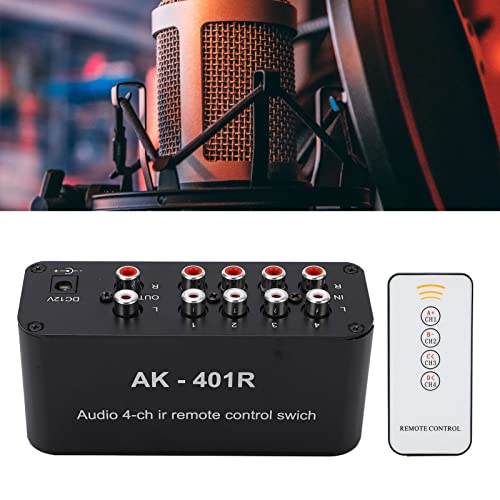 1 in 4 uit DC 12V Stereo Audio Switch Input Signal Source Switcher Selector Splitter Box met Remote Volume Controller 5