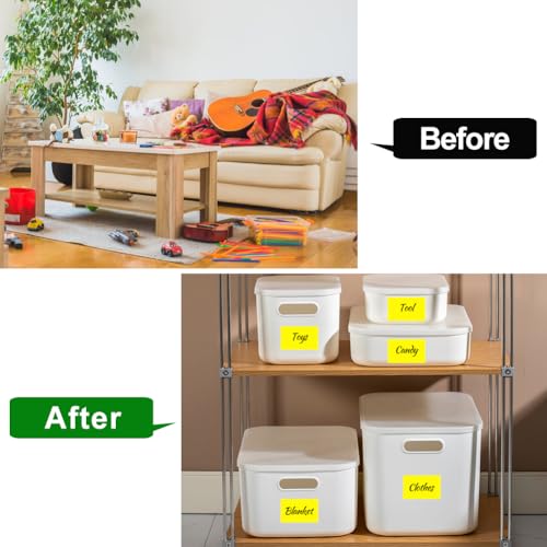 Etiketten voor Opbergdozen 12 stuks, 4 x 6,6 inch geel handschrift grote kleverige etiketten zelfklevende etiketten stickers voor deurnummer opbergdozen 5