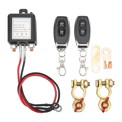 Auto Batterij Scheidingsschakelaar, 200A 12V Power Interruptionon Dead Man's Switch Auto Batterij afstandsbediening Switch met 2 Draadloze Remote Relay Fobs voor (12V200A)