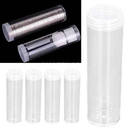 Munten buizen, Duidelijke Plastic Munten Tube met Kussen Sponge, Munten Coin Collection Organizer voor 25mm/0.98 Inch Munten centen, Pennies Collectie 4