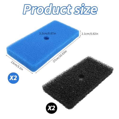4Pcs Pond Filter Pads Vervanging, Coarse Fine Sponge Filter Media Compatibel met 52231 52229 Filter Box voor Buitenvijvers Aquaria Fonteinen Watervallen (Zwart, Blauw)