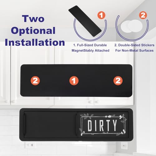 Vaatwasmachine Magneet Clean Dirty Sign, 7x2 inch Clean & Dirty Vaatwasser Indicator Slider zwart acryl Magneetteken Eenvoudig te lezen Keuken Accessoire, zwart-wit 4