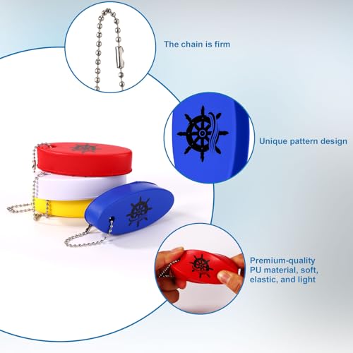 8 st Drijvende boten Keychain, Drijvende sleutelhanger voor boot PU Foam Rescue Stube Key Ring voor het vissen Surfen Zeilen Kanoën Jet Skiën buiten watersport Accessoires (4 kleuren) 3