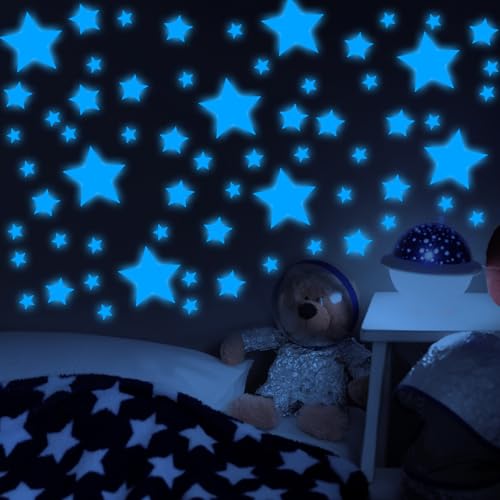 342 stuks Lichtgevende sterren Zelf-Adhesive 3 maten Lichtgevende sterren kinderkamer 3D-kamer Wandverlichting in donkere sterren Stickers Lichtgevende sterren Stickers voor kinderen Bedlinnen 5