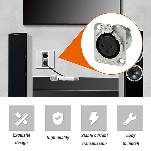 3-pins XLR-plug, 3-pins XLR-plug en 3-pins XLR vrouwelijke montageadapter (10 stuks) 5