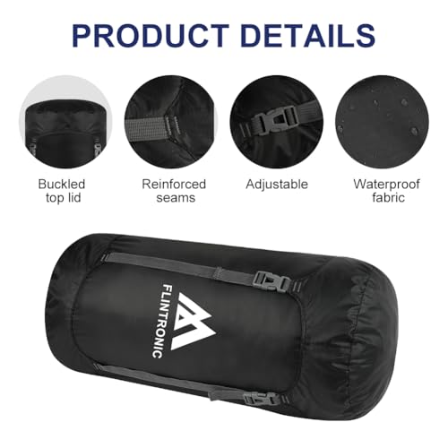 Compressiezak Slaapzak, Lichtgewicht Waterdichte Compacte Opbergzak, Compressiezak met ripstop Stof, Trekkoord Sluiting Bergzak voor Camping, Wandelen 3