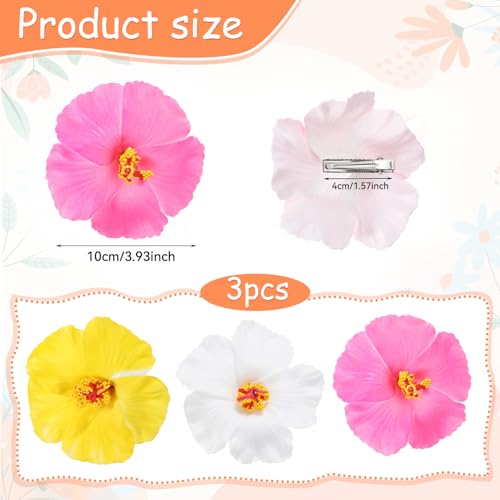 3 stuks Hawaii Hair Clips Bloemen 10 cm Hair Clip Plumeria Hibiscus Flower Clip Boho Zomer bruiloft Haarclips voor vrouwen bruiloft partij vakantie strand accessoires 5