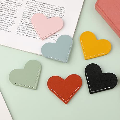 6 stuks lederen hart bladwijzer, 6x5cm Hoek bladwijzer Schattige bladwijzer Handgemaakt hart bladwijzer Accessoires voor vrouwen Boekliefhebbers Present (Multicolored Color) 3