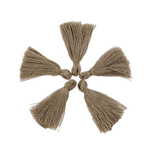 100 stuks Mini Tassels 3 cm Handgemaakt Katoen Kleine Tassels Hangers Kleurrijke Craft Brush Penselen voor DIY Tassen Oorbellen sieraden ketting DIY Craft Accessoires Licht Bruin