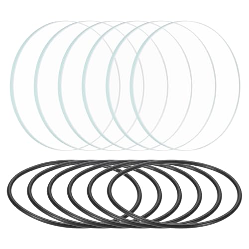 1,7 inch Dia LED Lens, 6 Set gepolijste rand zaklamp vervanging delen glas lens met siliconen ring voor lichtbron lens vervanging, transparant