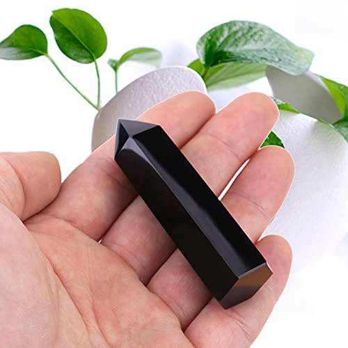 Natural Black Obsidian Crystal Stone Hexagonal Wand Stone Wand Black Stone Wand Column 4