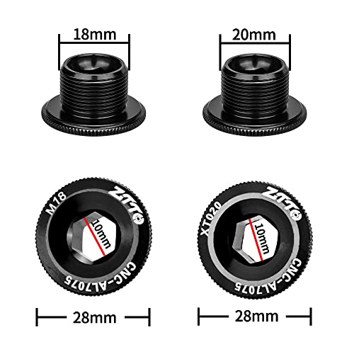 Zee 2 st Crankset Schroef, Fiets Crank Arm bevestigingsbouten, M18 Zwart Aluminium Crank Cap Plate voor Road Mountain Bike 3