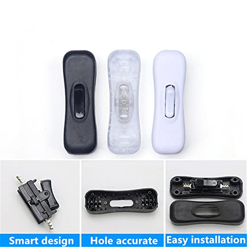 Isolatielichtschakelaar, Inline Lichtschakelaar, 250 V, 2 A, Passschakelaar, Schakelschakelaar, Aan/uitschakelaar voor kleine apparaten of lampen, Pakket van 2 4