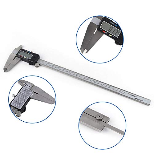 Quality Electronic Digital Vernier Caliper Inch/Fractions/Millimeter Conversion 0-12 Inch/300mm Roestvrij stalen body met Extra Large LCD scherm Auto Off Aanbevolen meetgereedschappen 3