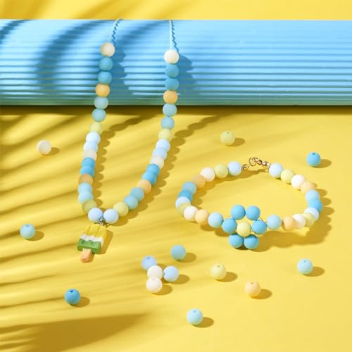 190 st. 8mm Ronde Ronde kralen Blauw Matte Ball Losse Spacer kralen Matte acryl kralen Bulk voor DIY Ballpoint Pen Lanyard Keychains sieraden maken