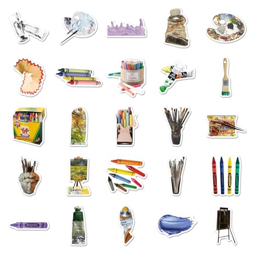 Kunstgereedschap stickers voor jongeren en volwassenen, 50 stuks, kunstgereedschap, vinyl stickerset, auto, motorfiets, fiets, skateboard, snowboard, bagage, laptop, koffer, roer, motorfiets, computer