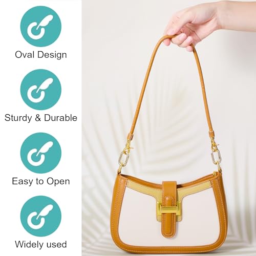 10 stuks Ovale lente karabijnhaak haken, metalen ring karabijnen, kleine gesp, lente, sleutelhanger, Legering karabijnhaak Clip voor rugzak, portemonnee, Car(Gold) 3